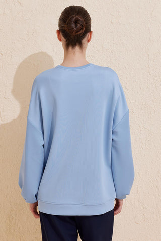 Mima Floral Applique Tunic Sky Blue