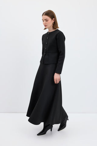 Knit Mini Jacket with Dart Detail Black