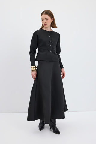 Knit Mini Jacket with Dart Detail Black