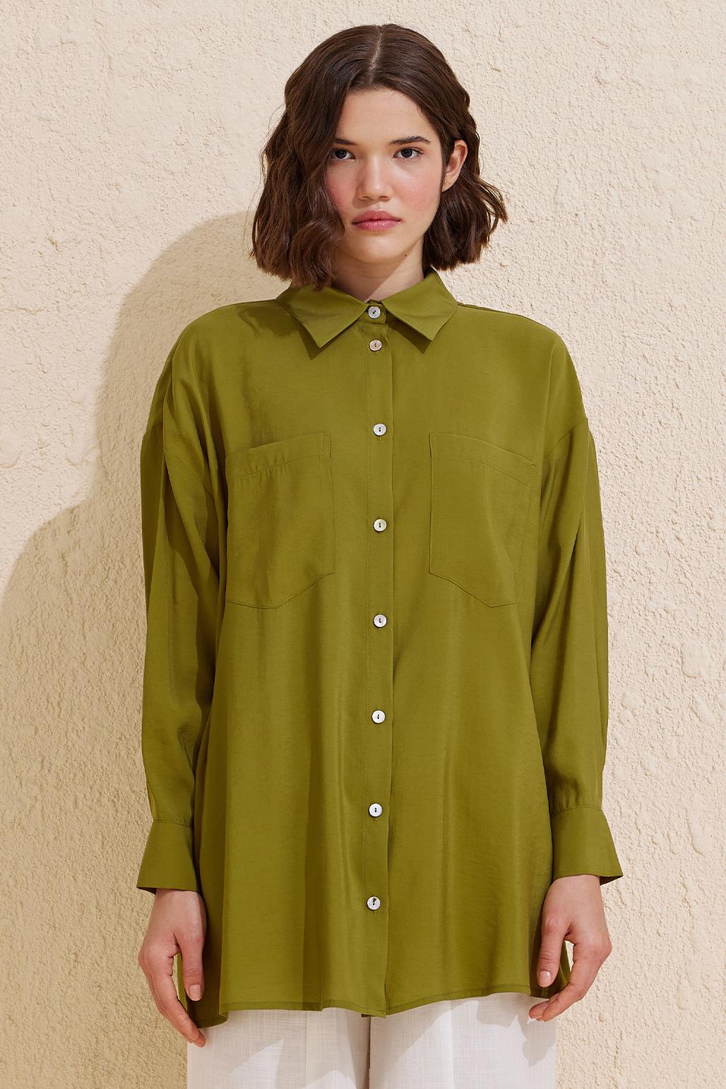 Modal Basic Shirt Olive Green