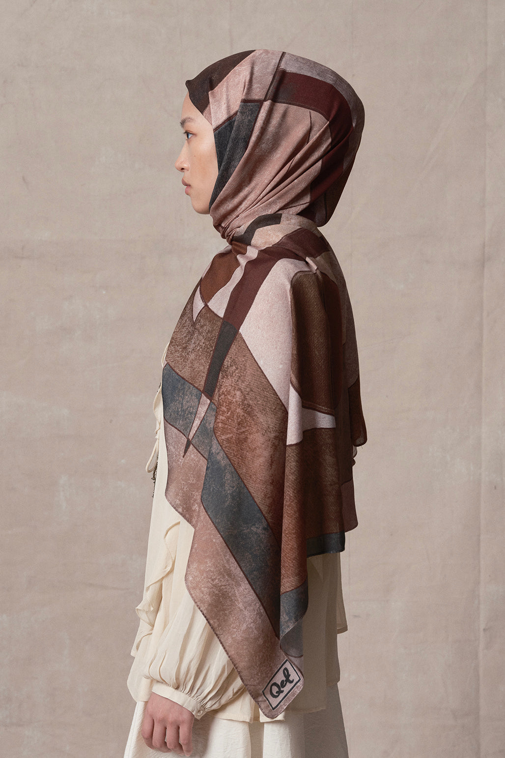 Modal Brush Scarf Geometric Khaki