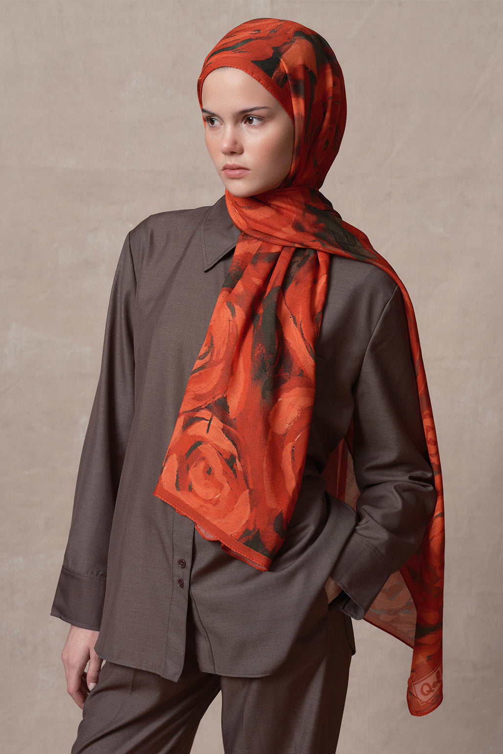 Modal Brush Scarf Rose Red