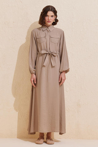 Modal Long Dress with Pockets Safari