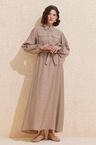 Modal Long Dress with Pockets Safari