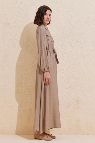 Modal Long Dress with Pockets Safari
