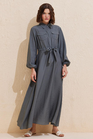 Modal Long Dress with Pockets Urban Gray