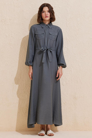 Modal Long Dress with Pockets Urban Gray