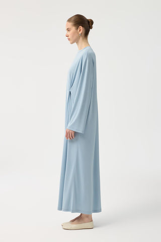 Modal Cupra Asymmetrical Knot Detail Dress Light Blue