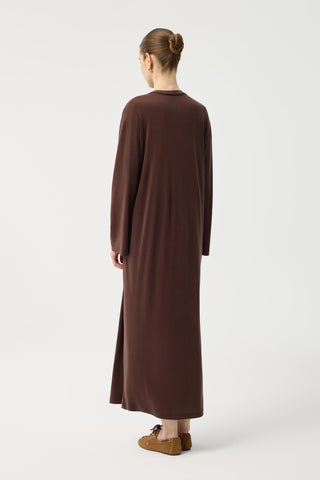 Modal Cupra Asymmetrical Knot Detail Dress Brown