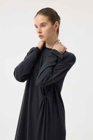 Modal Cupra Asymmetrical Knot Detail Dress Black