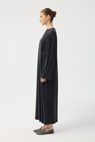 Modal Cupra Asymmetrical Knot Detail Dress Black