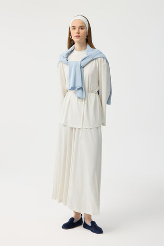 Modal Cupra Skirt Set Ecru