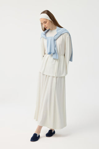 Modal Cupra Skirt Set Ecru