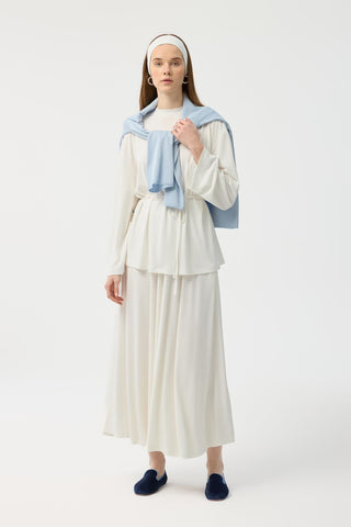 Modal Cupra Skirt Set Ecru