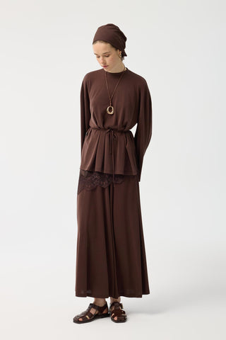 Modal Cupra Skirt Set Brown
