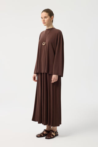 Modal Cupra Skirt Set Brown