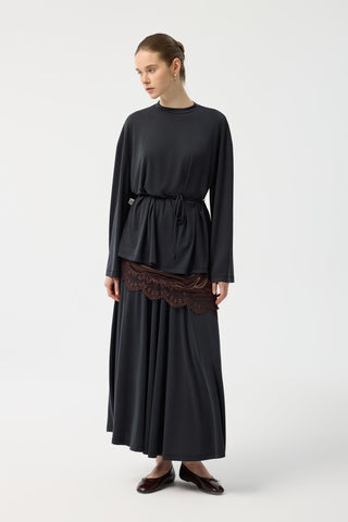 Modal Cupra Skirt Set Black