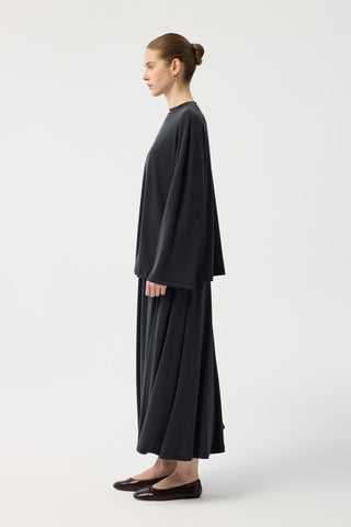 Modal Cupra Skirt Set Black