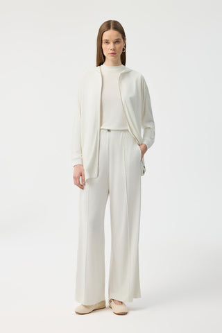 Modal Cupra Zip Up Cardigan Set Ecru