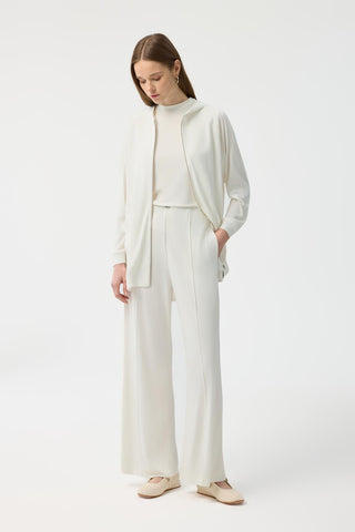 Modal Cupra Zip Up Cardigan Set Ecru