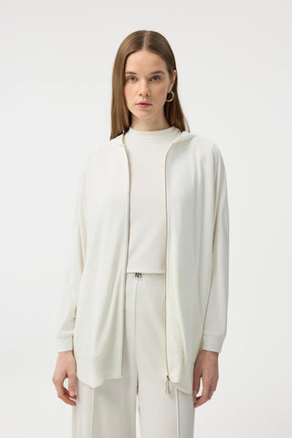 Modal Cupra Zip Up Cardigan Set Ecru