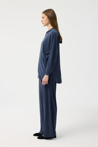 Modal Cupra Zip Up Cardigan Set Navy
