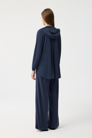 Modal Cupra Zip Up Cardigan Set Navy