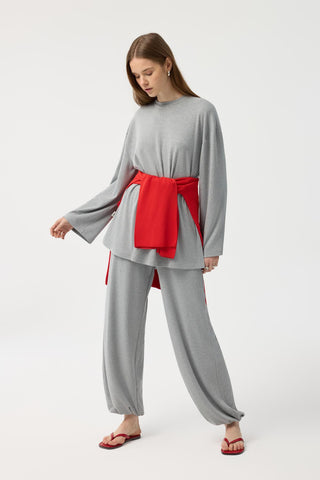 Modal Cupra Jogger Trousers Set Grey Melange