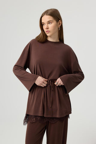 Modal Cupra Jogger Trousers Set Brown