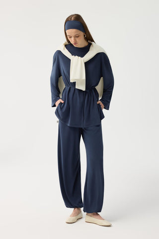 Modal Cupra Jogger Trousers Set Navy