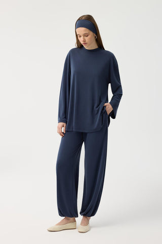 Modal Cupra Jogger Trousers Set Navy