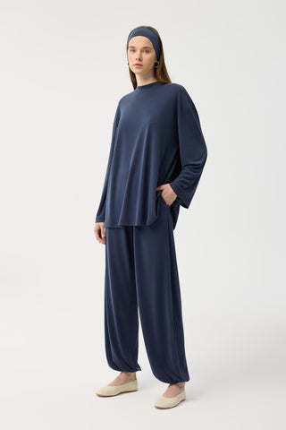 Modal Cupra Jogger Trousers Set Navy