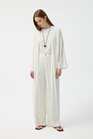 Modal Cupra Trousers Blouse Abaya Set Ecru