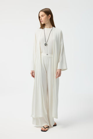 Modal Cupra Trousers Blouse Abaya Set Ecru