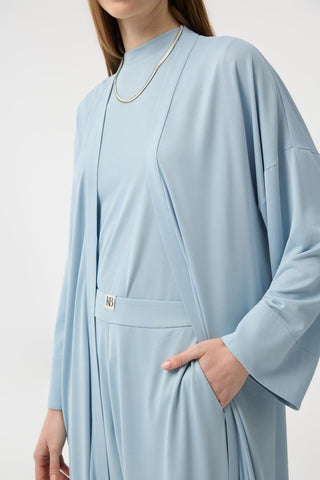 Modal Cupra Trousers Blouse Abaya Set Blue