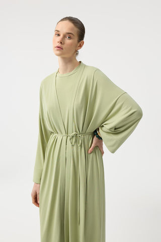 Modal Cupra Trousers Blouse Abaya Set Green