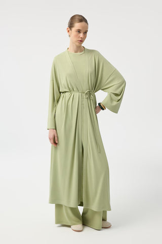 Modal Cupra Trousers Blouse Abaya Set Green