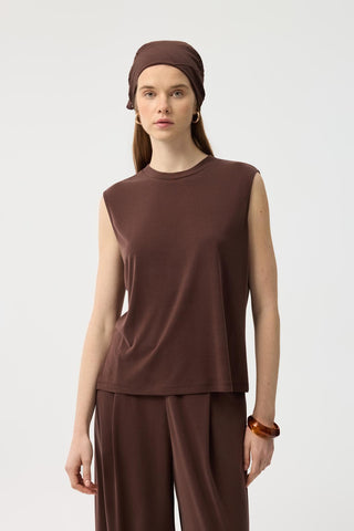 Modal Cupra Sleeveless Bodysuit Brown