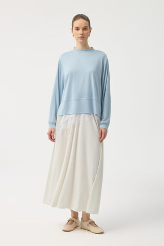 Modal Cupra Slit Detail Cropped Sweatshirt Light Blue