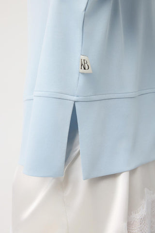 Modal Cupra Slit Detail Cropped Sweatshirt Light Blue