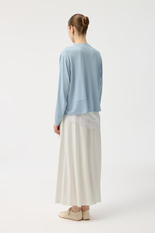 Modal Cupra Slit Detail Cropped Sweatshirt Light Blue