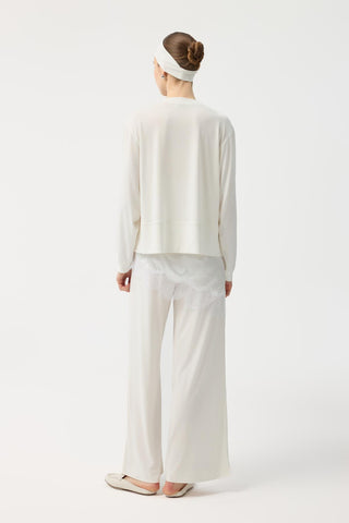 Modal Cupra Slit Detail Cropped Sweatshirt Ecru