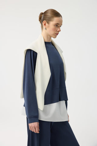 Modal Cupra Slit Detail Cropped Sweatshirt Navy