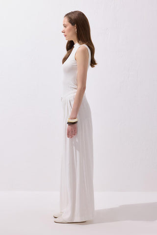 Modal Wide Leg Trousers  Ecru