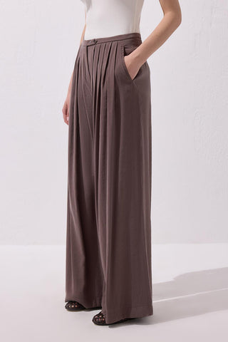 Modal Wide Leg Trousers Earth Brown