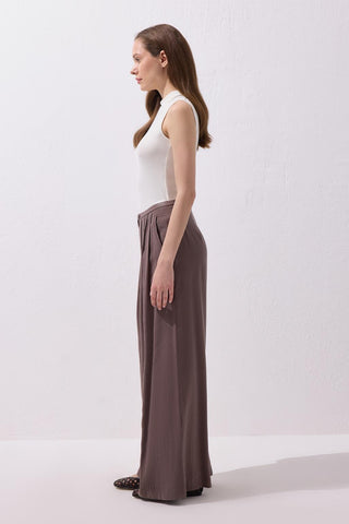 Modal Wide Leg Trousers Earth Brown