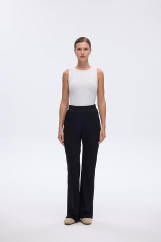 Modal Knit Pleated Flare Trousers Black