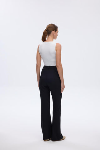 Modal Knit Pleated Flare Trousers Black