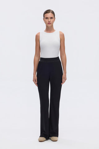 Modal Knit Pleated Flare Trousers Black