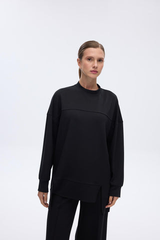 Modal Knitted Asymmetric Cut Sweat Black